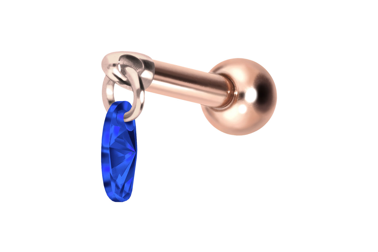 Titan Ohrpiercing mit Innengewinde KRISTALLOVAL